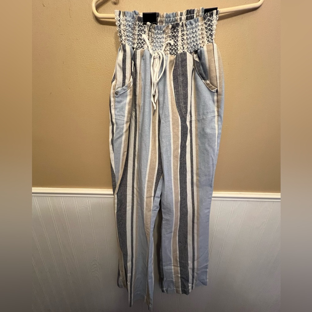 Ci Sono Blue and Cream Pants